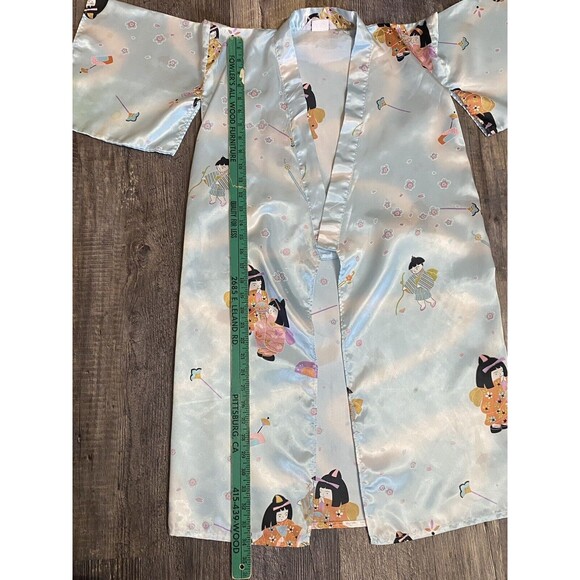 Japanese Ichiban Kimono Robe Women's Size Medium Light Blue - Picture 7 of 8